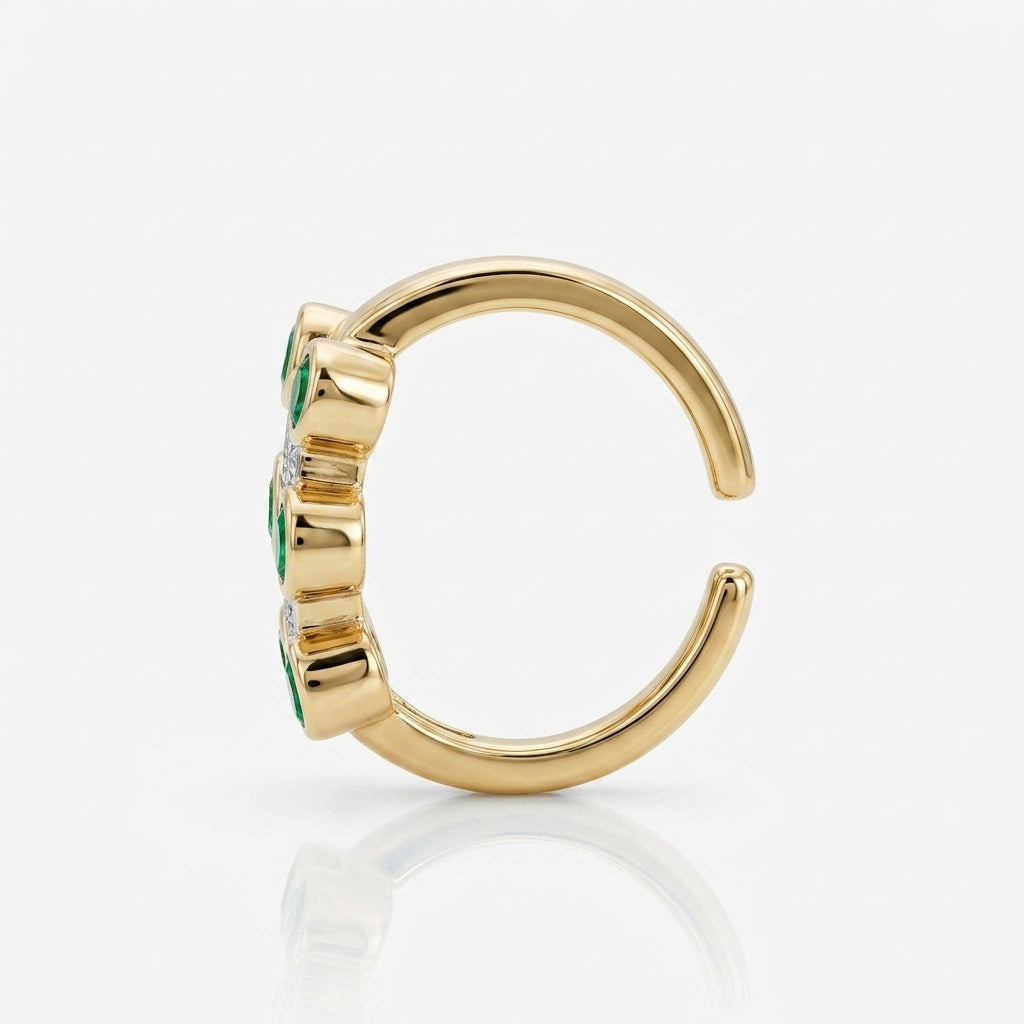 Geometric Green Gemstone Cuff Ring