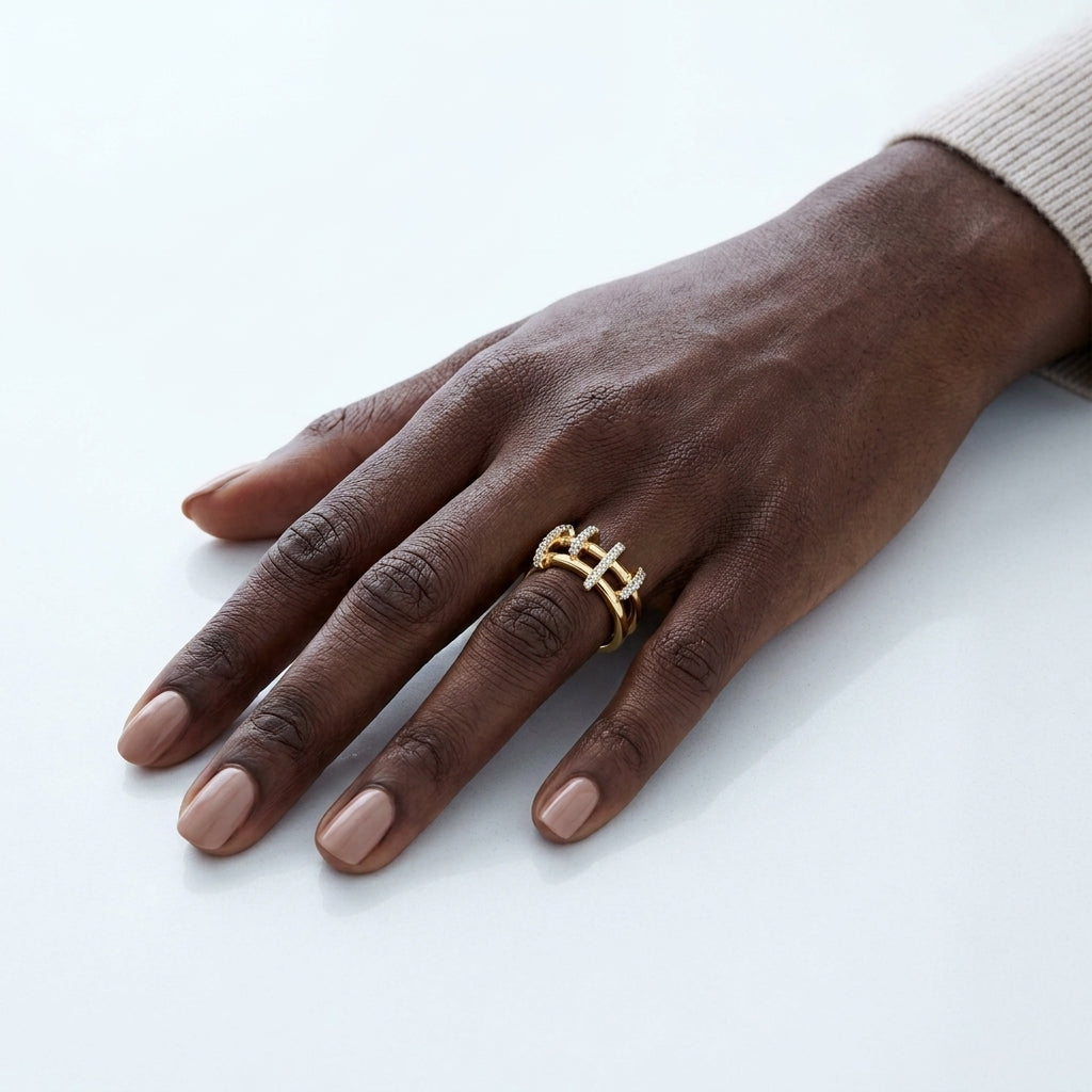 Architectural Pavé Open Ring
