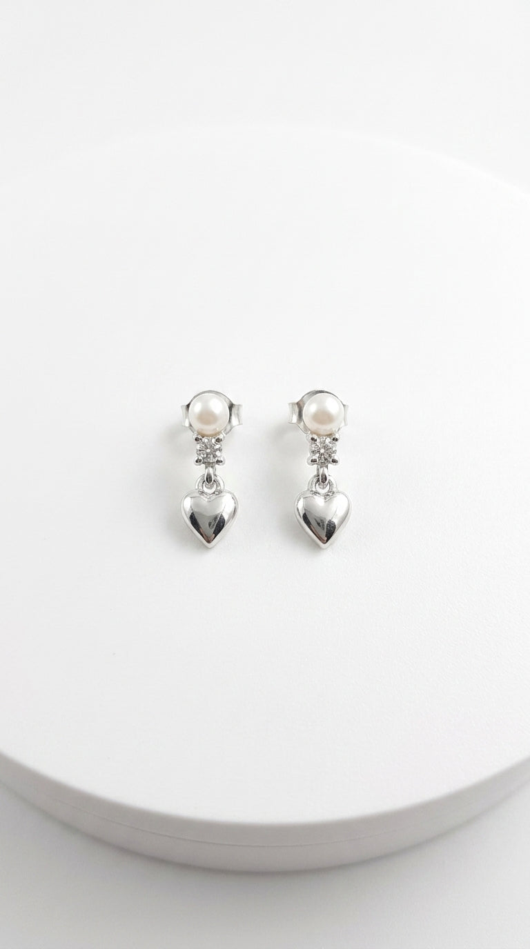 Eternal Pearl & Heart Drop Earrings