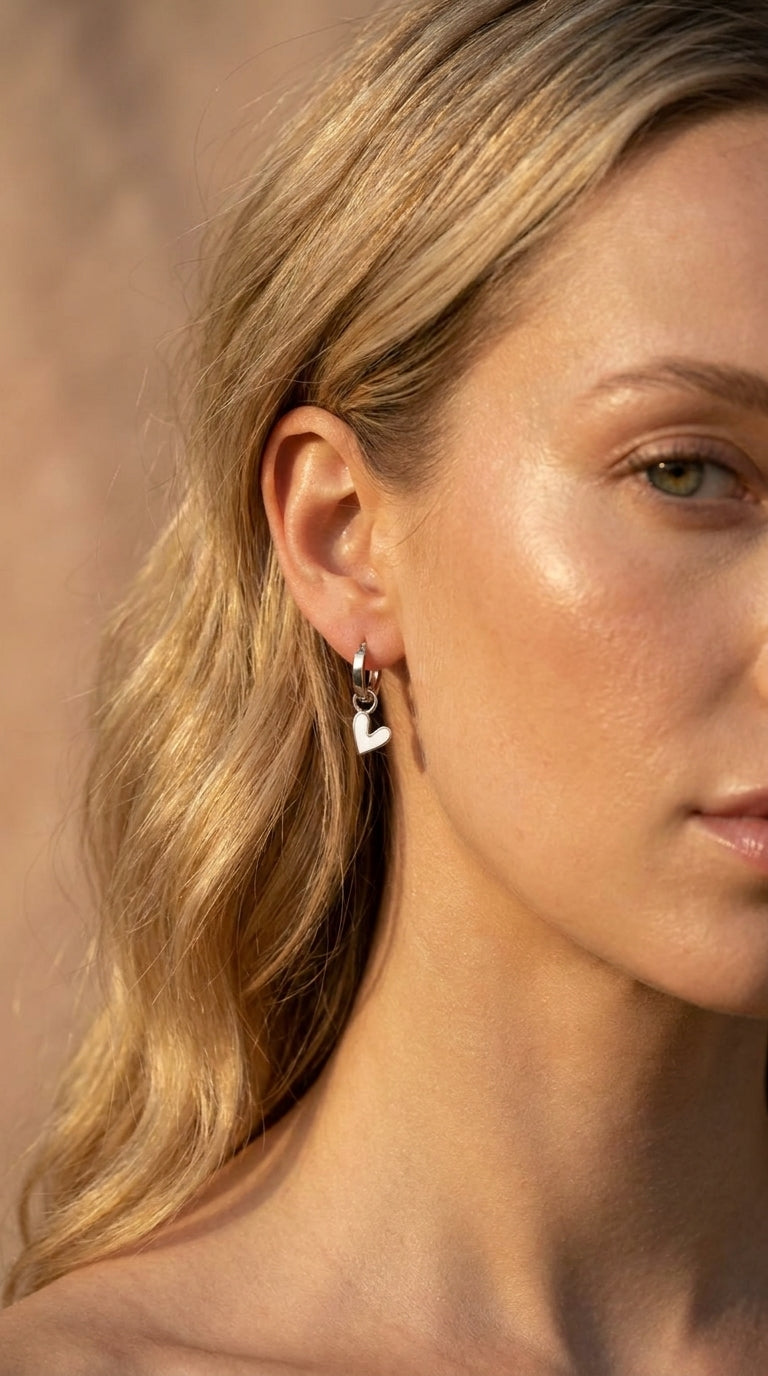 Contrast Elegance Heart Hoops