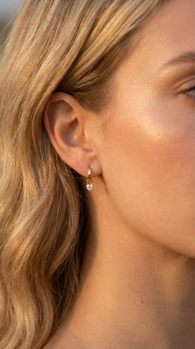 Heartfelt Sparkle Huggie Hoops
