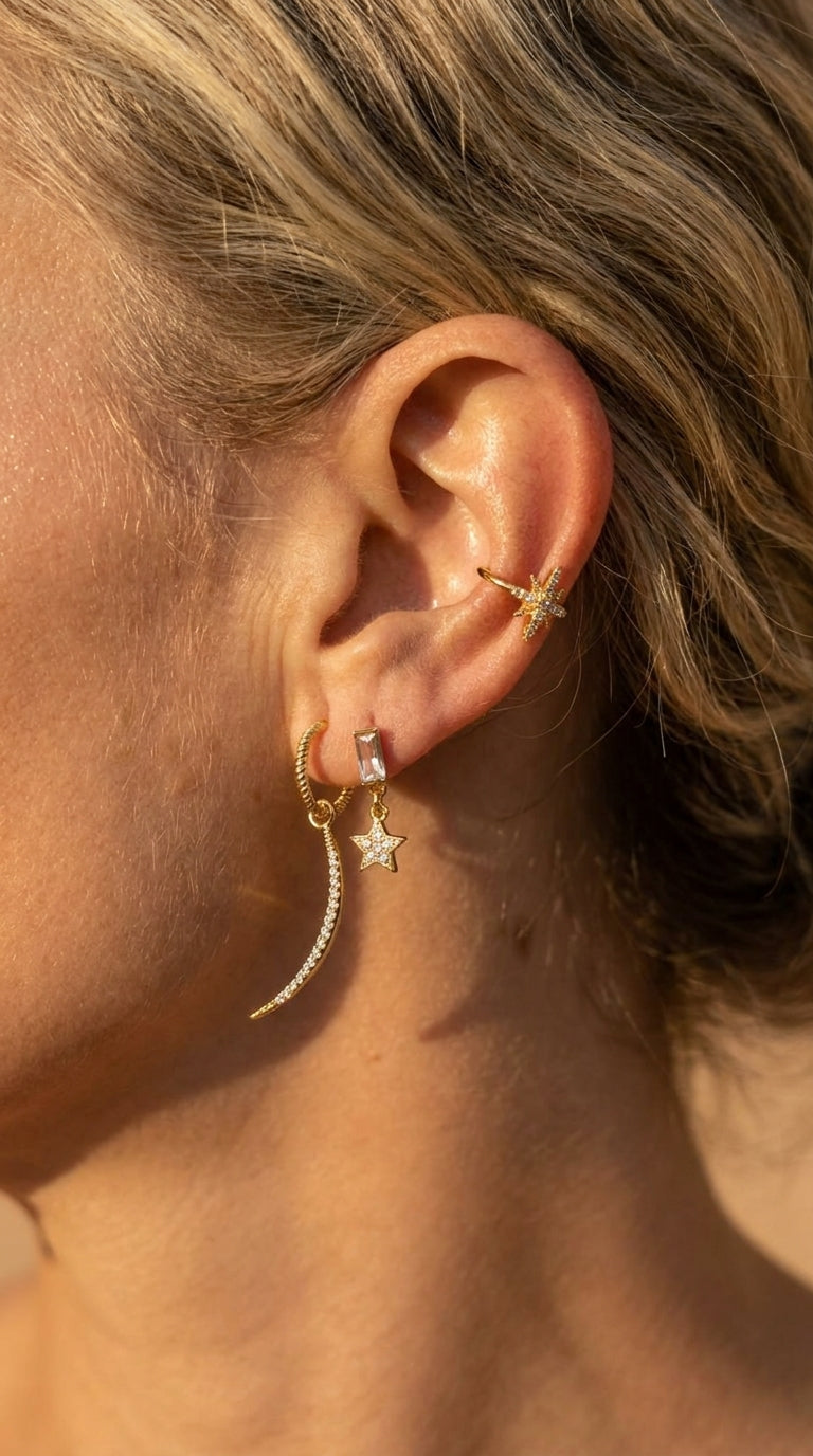 Midnight Glow Crescent Earrings