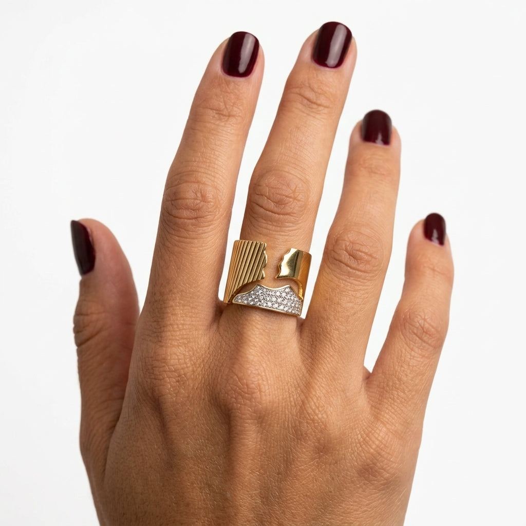 Textured Asymmetrical Statement Ring