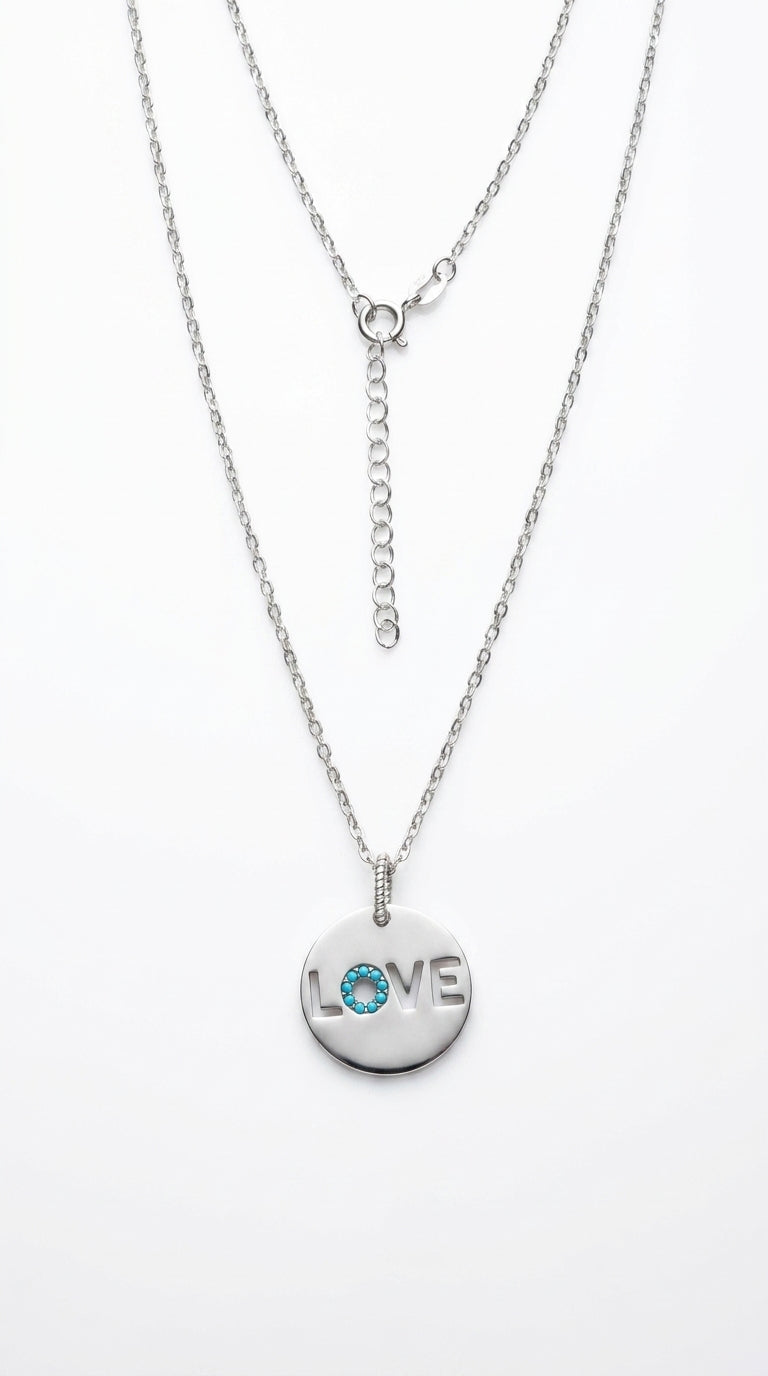Radiant Azure Love Disk Necklace