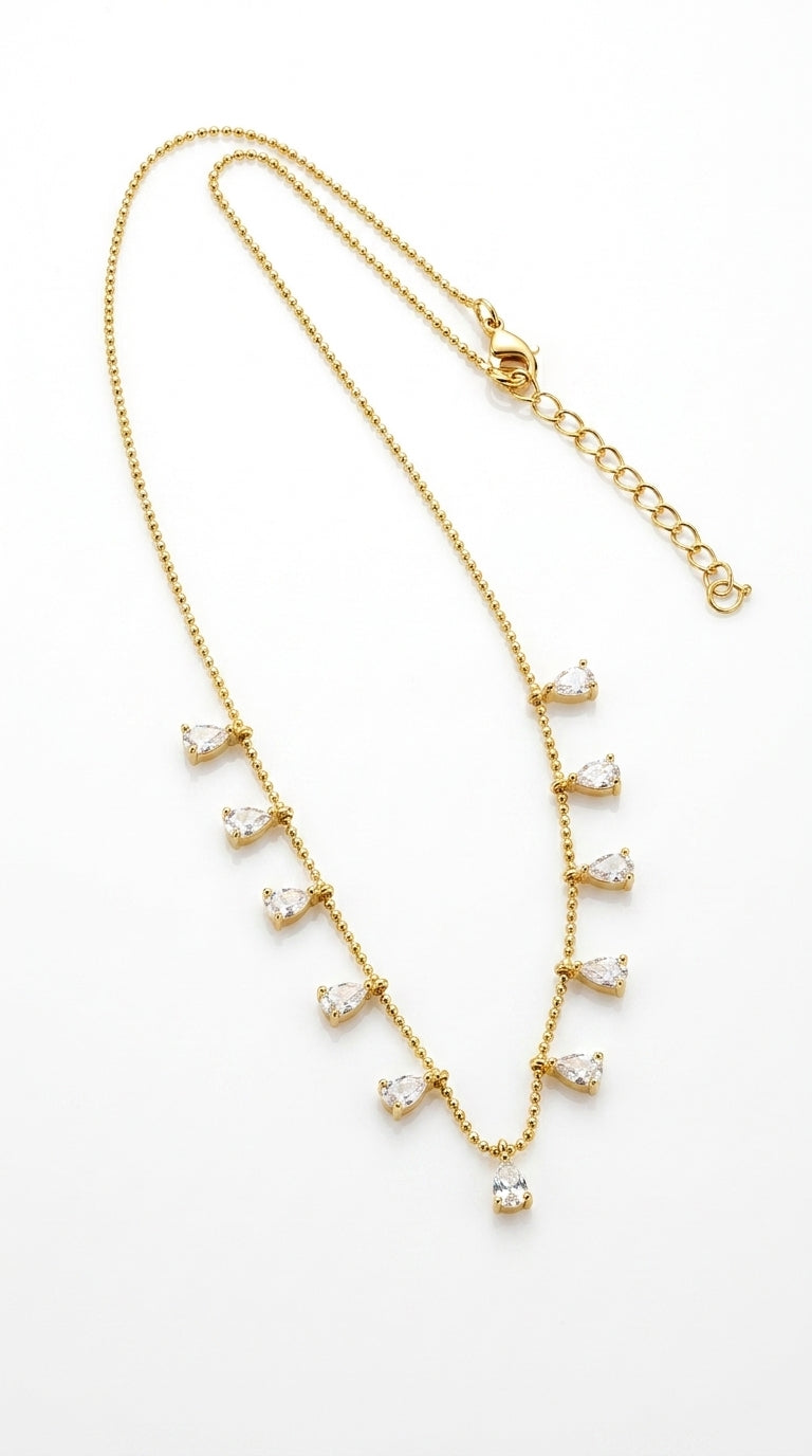 Pear-Cut Shimmer Drop Necklace