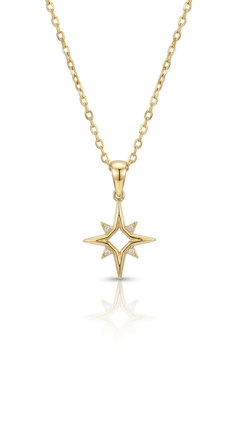 Minimalist Stellar Compass Silver Necklace