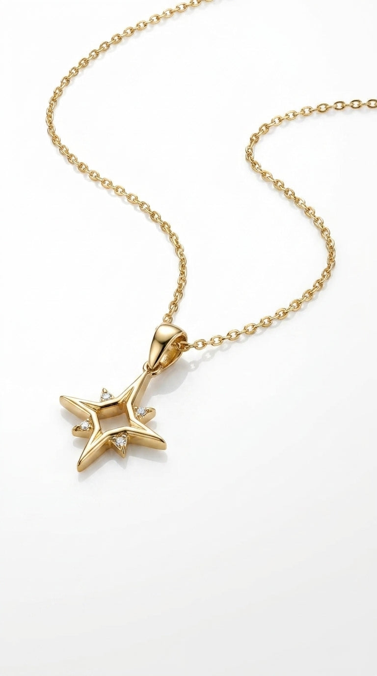 Minimalist Stellar Compass Silver Necklace