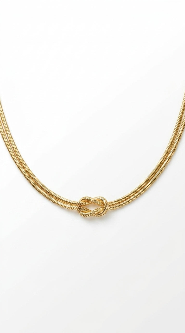 Modern Unity Knot Silver Necklace