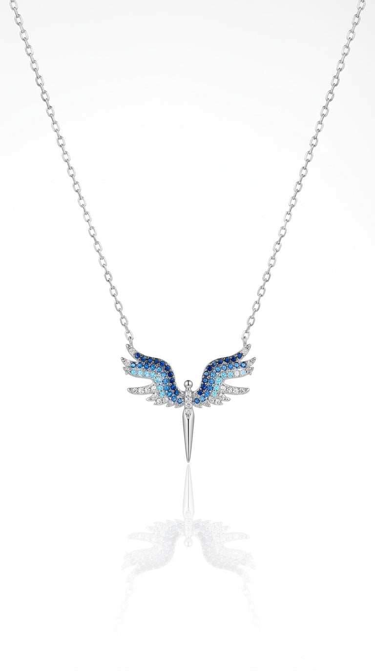Radiant Sky Wing Silver Necklace