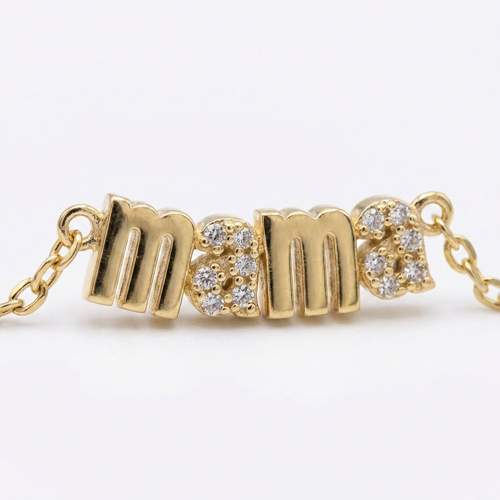 Mama Pavé Letter Necklace