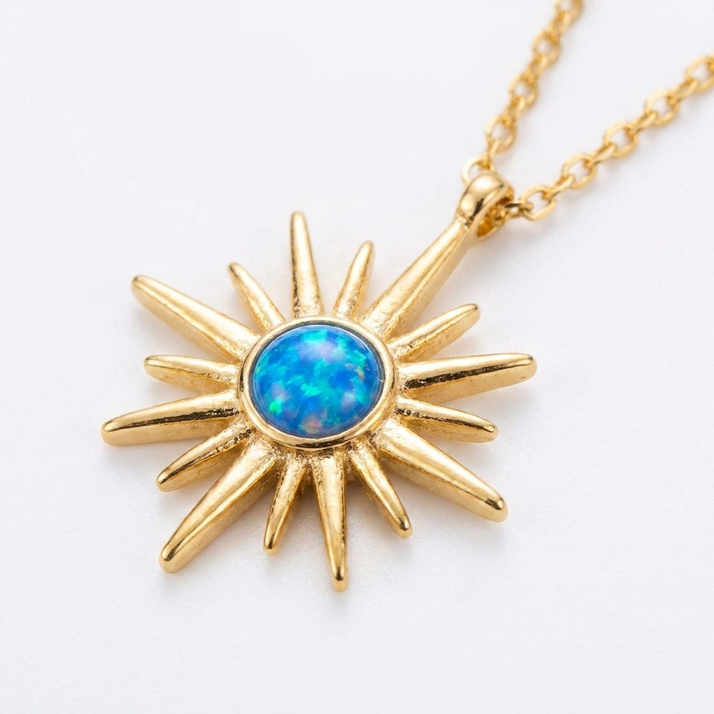 Blue Ethereal Sunburst Necklace