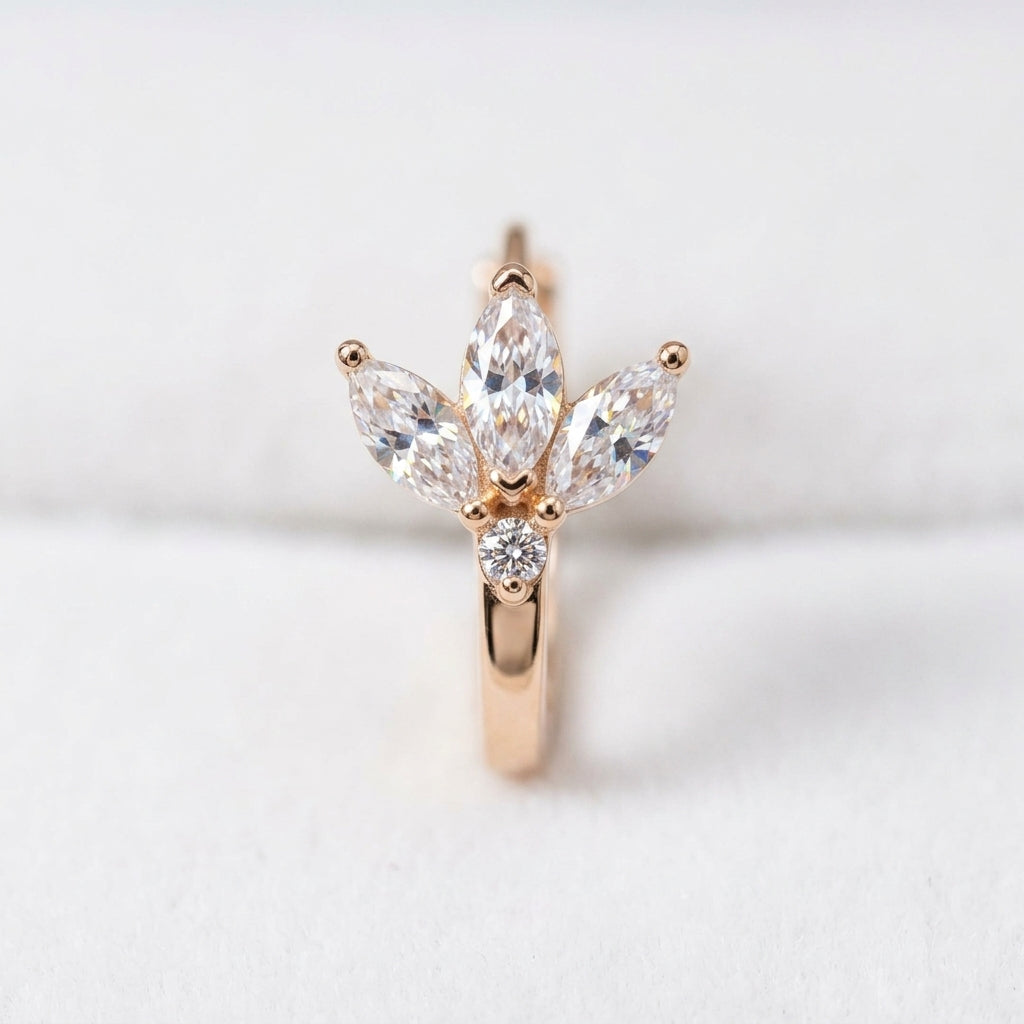 Rose Gold Floral Marquise Huggies