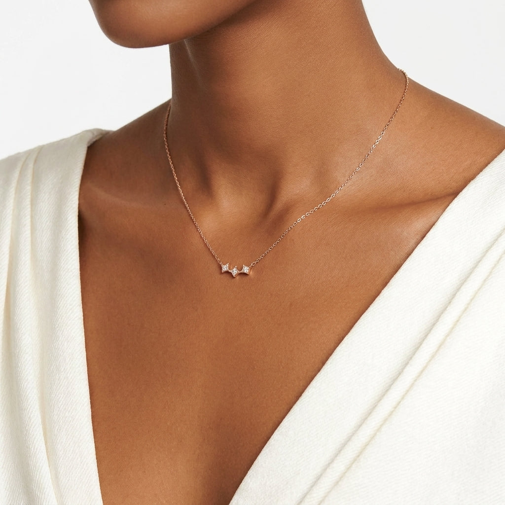 Triple Starburst Pendant Necklace