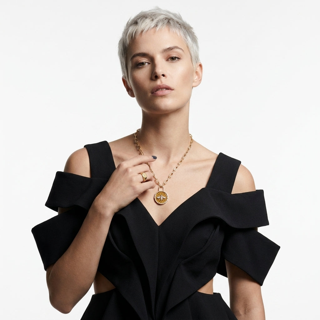 The Amber Hive Padlock Necklace