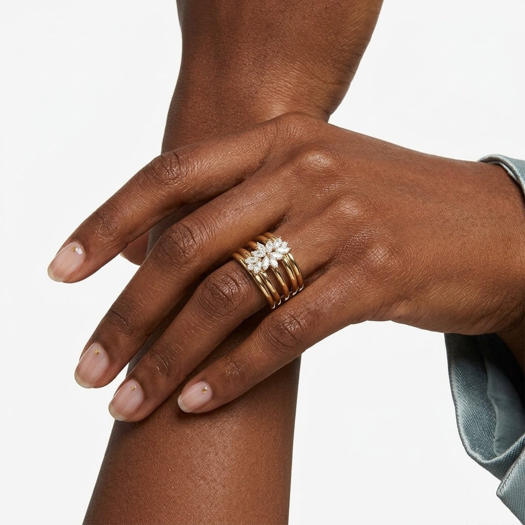 The Floral Starburst Multi-Band Ring