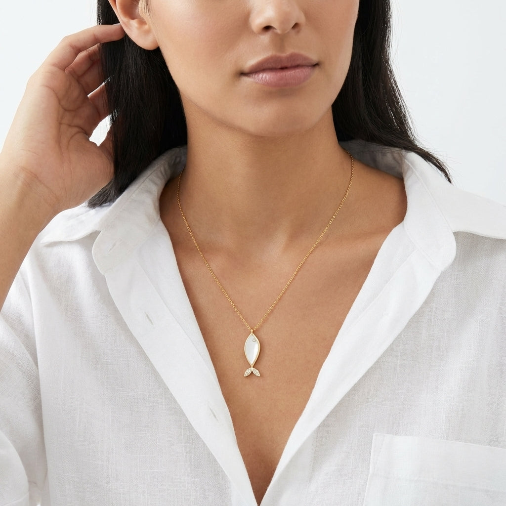 Glistening Fin Enamel Necklace