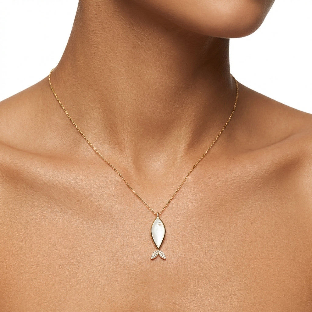 Glistening Fin Enamel Necklace