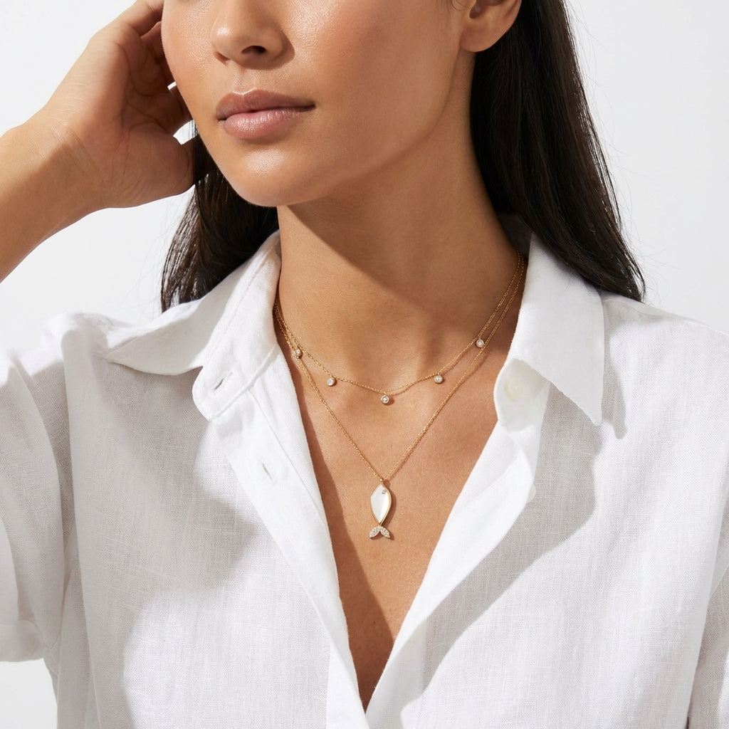 Glistening Fin Enamel Necklace