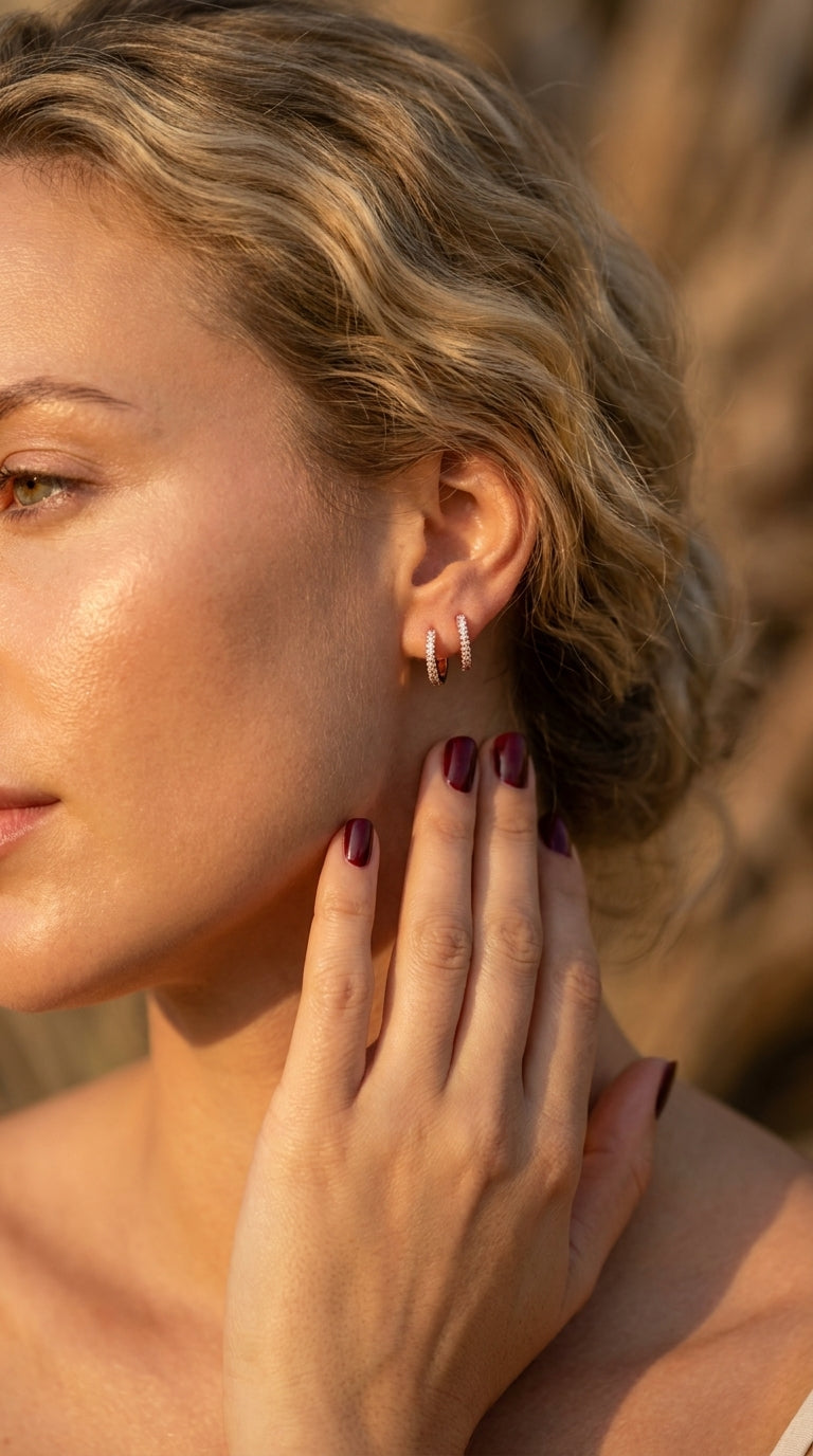 Timeless Pave Huggie Hoops