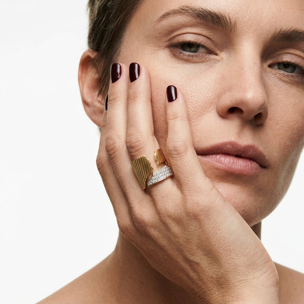 Textured Asymmetrical Statement Ring