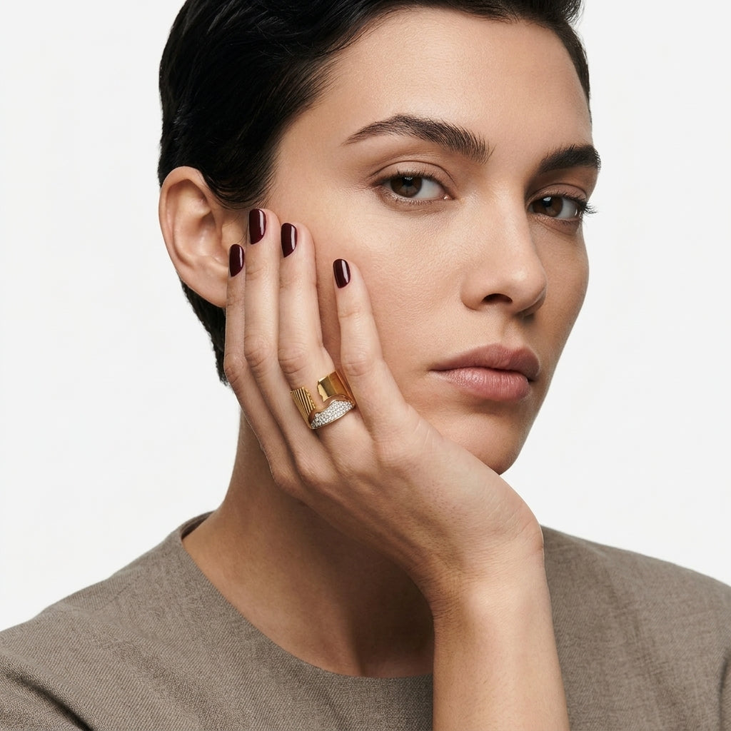 Textured Asymmetrical Statement Ring
