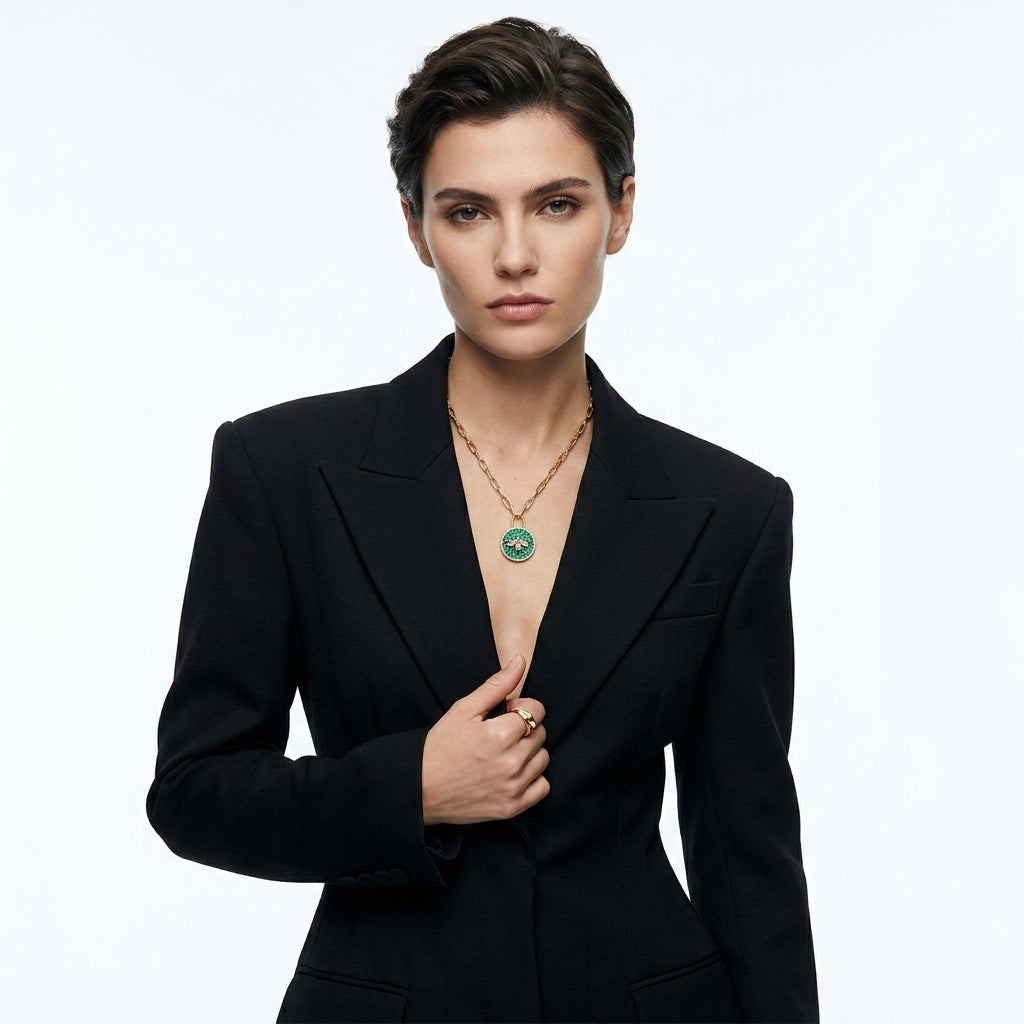 The Emerald Hive Padlock Necklace