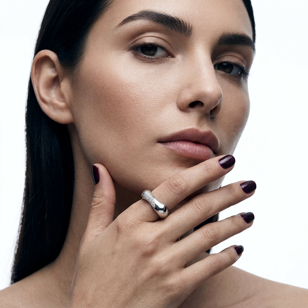 Sculptural Pavé Wave Ring