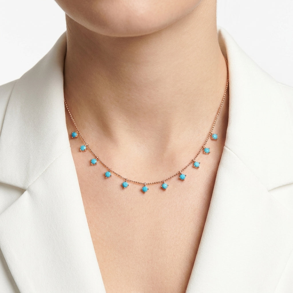 Turquoise Bead Drop Necklace