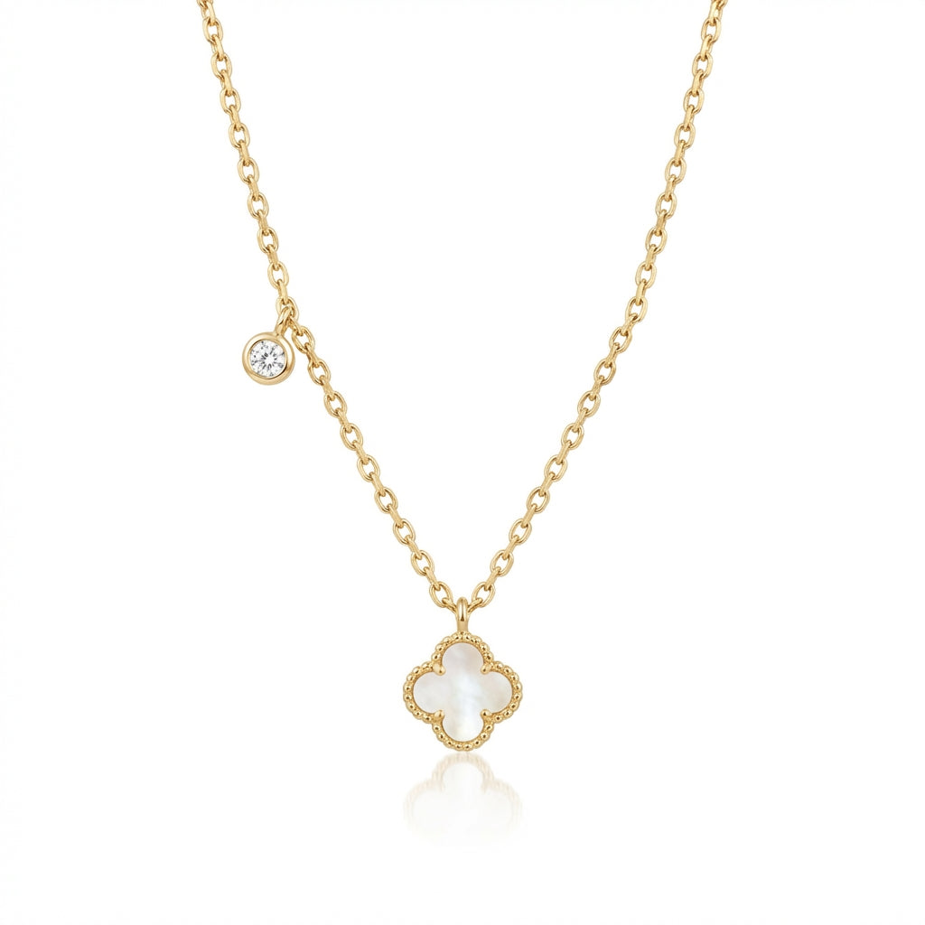 Mother of Pearl Clover Aura Necklace