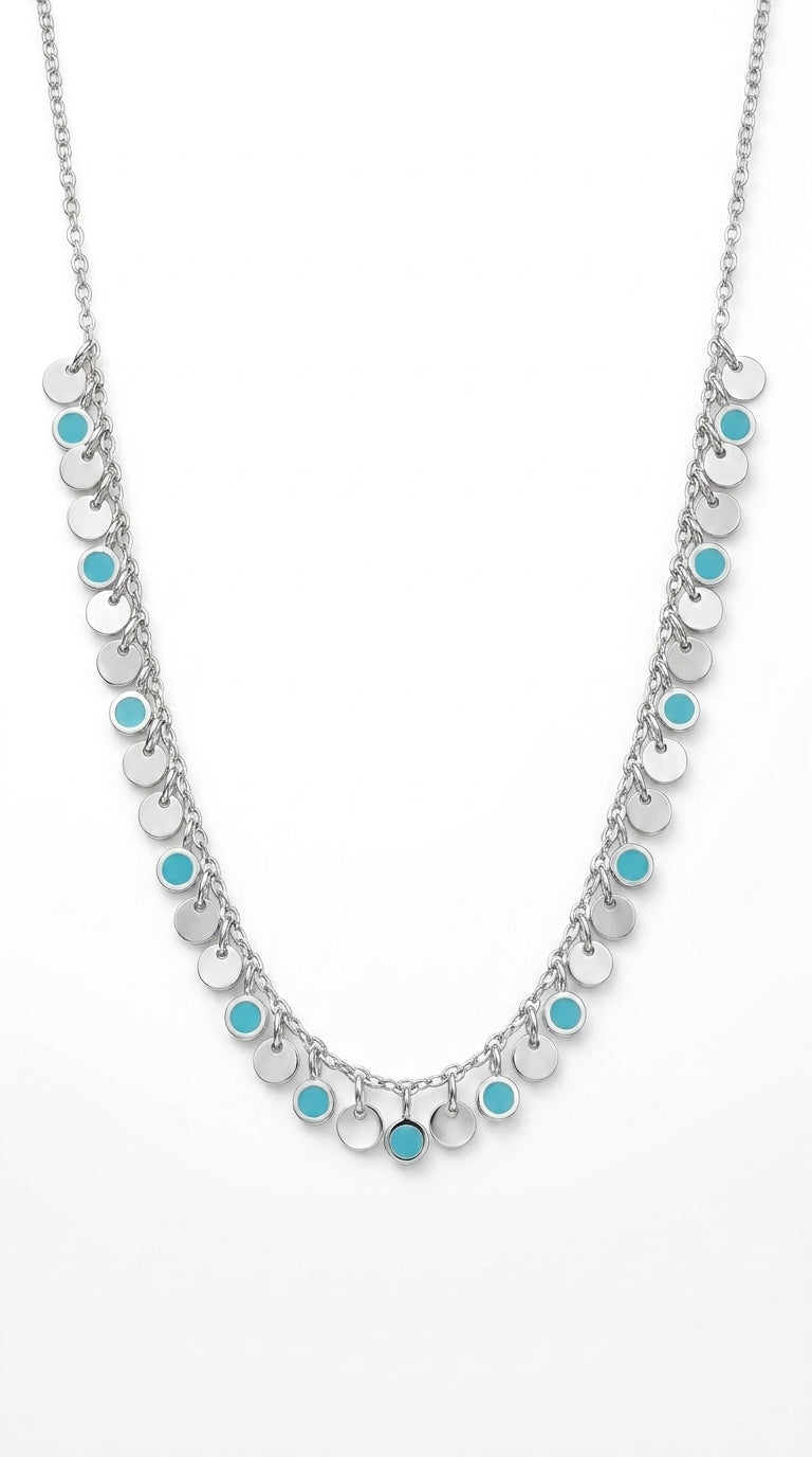 Radiant Azure Coin Aura Necklace