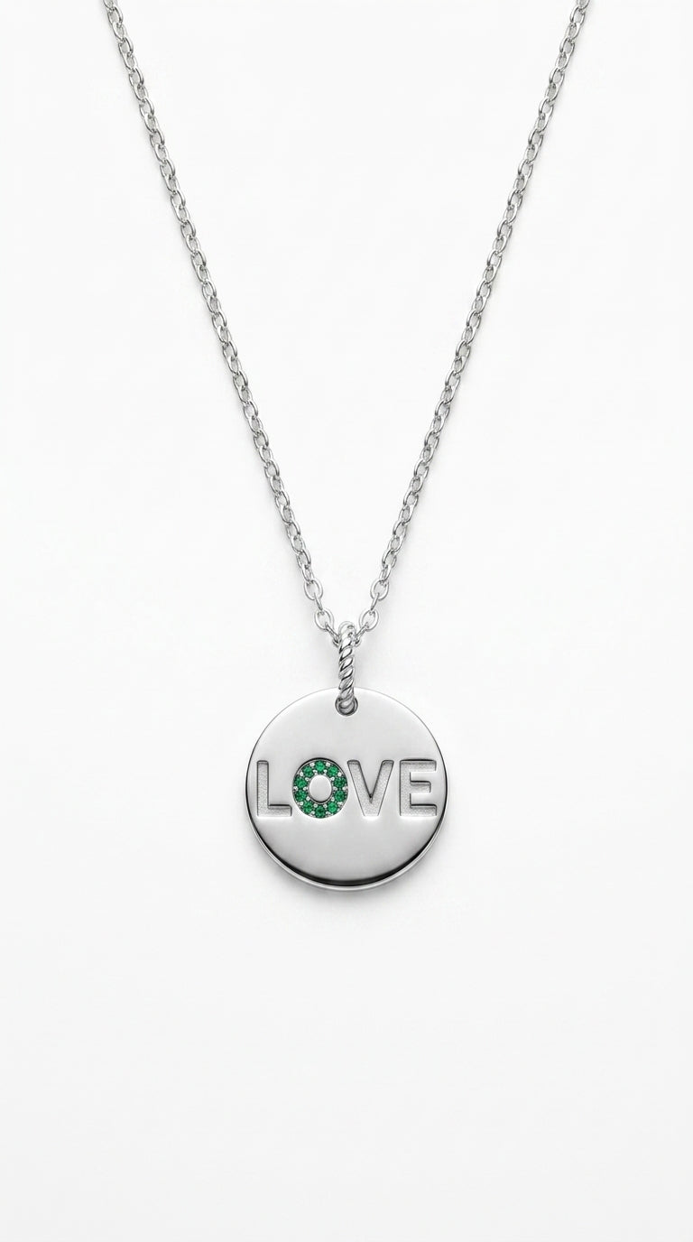 Radiant Emerald Love Disk Necklace