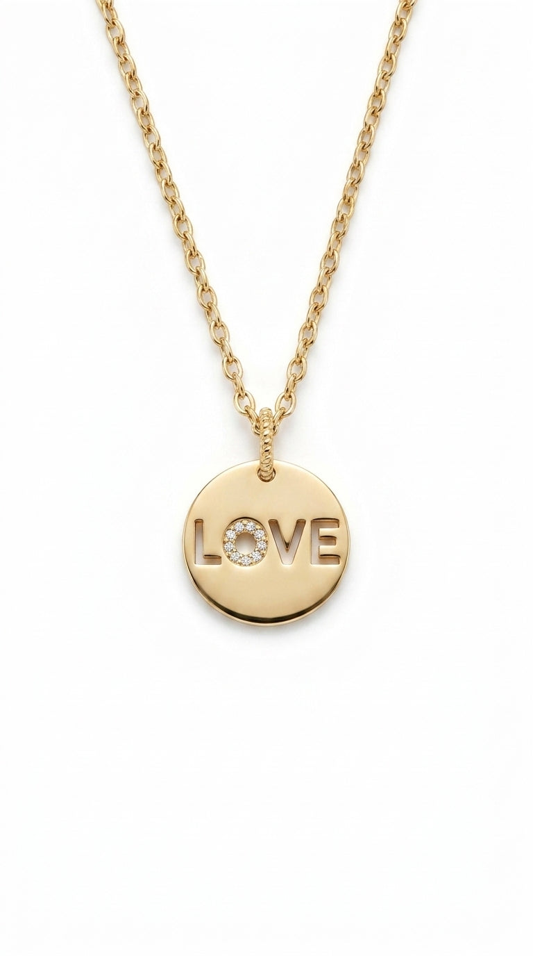 Radiant Glimmer Love Disk Necklace