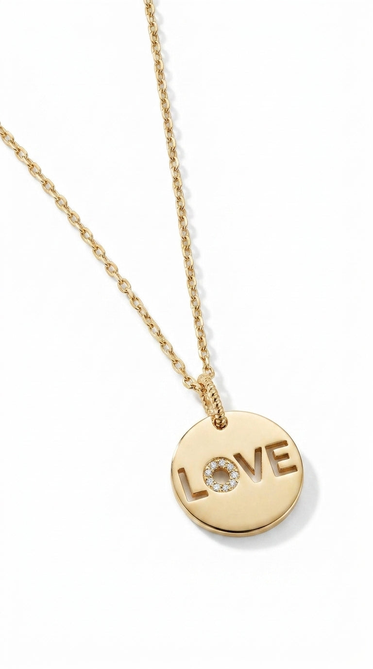 Radiant Glimmer Love Disk Necklace