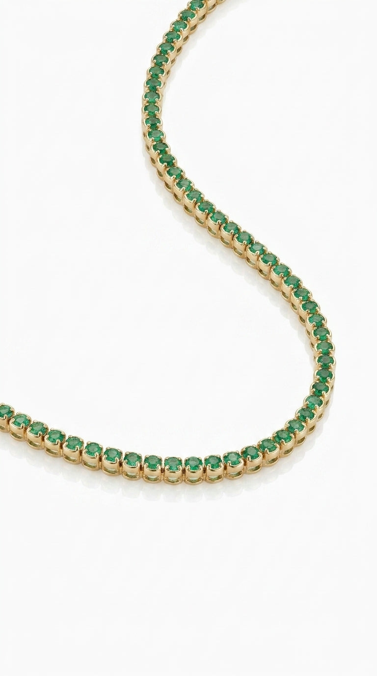 Radiant Emerald Tennis Aura Necklace