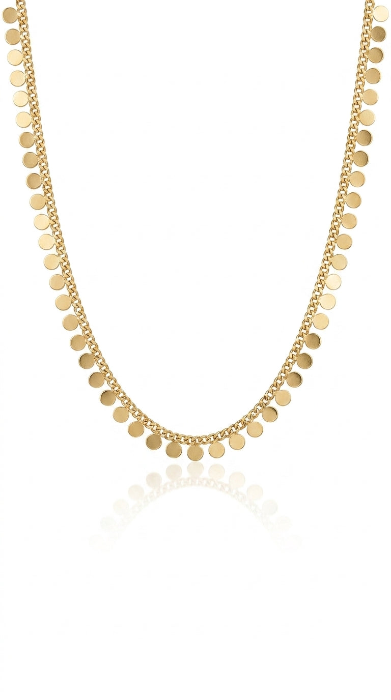 Radiant Disc Fringe Necklace