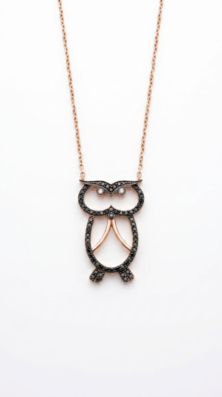 Celestial Guardian Owl Silver Necklace