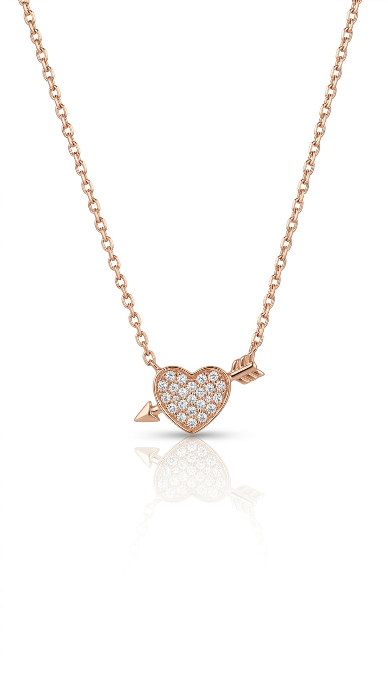 Cupid’s Arrow Pavé Heart Necklace