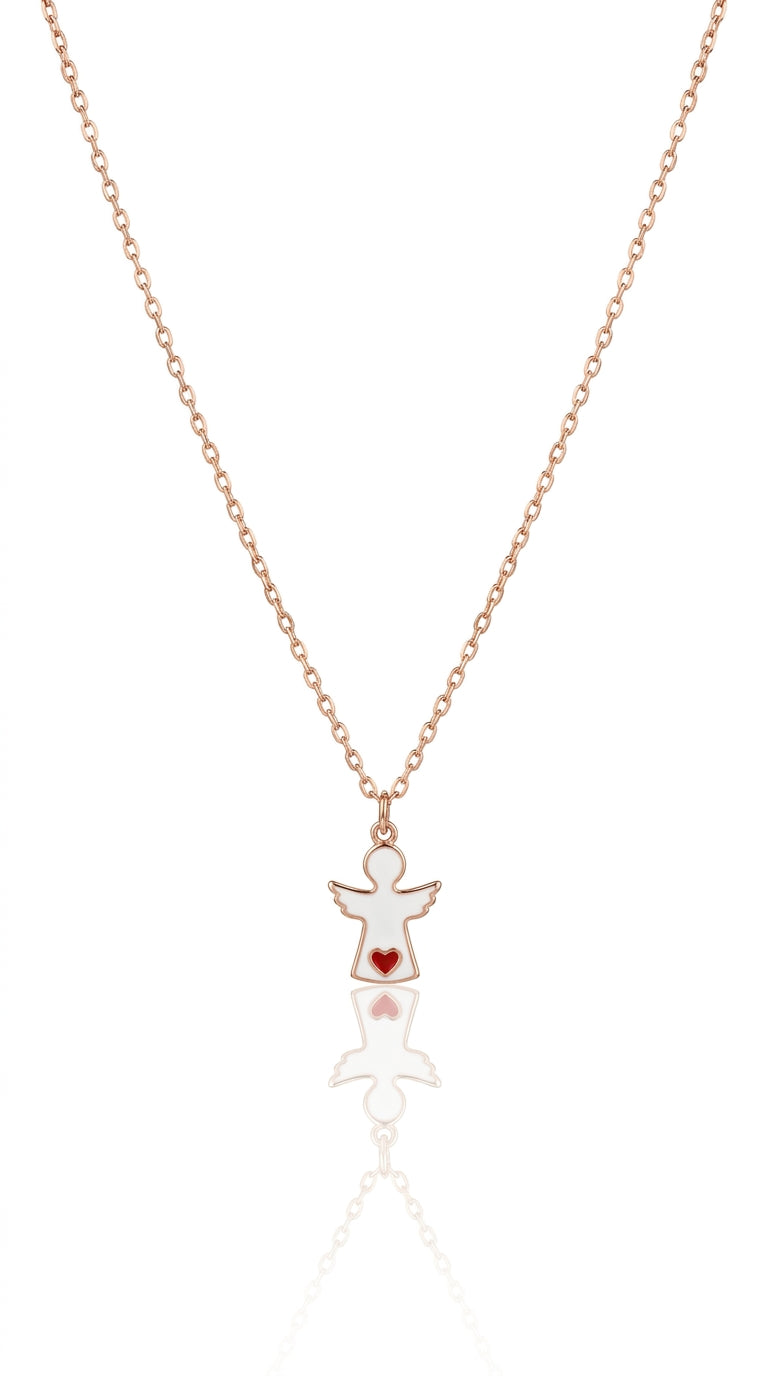 Sweet Guardian Angel Heart Necklace