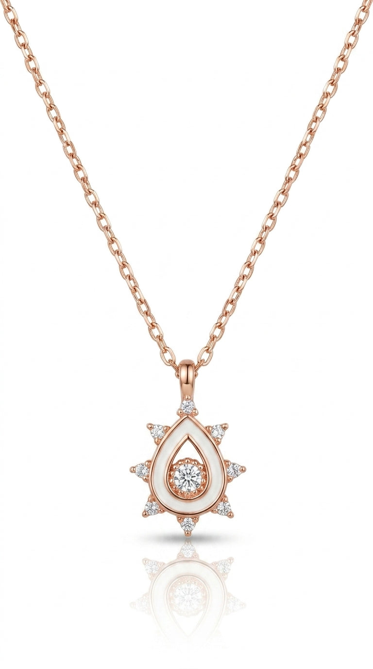 Radiant Solar Drop Silver Necklace