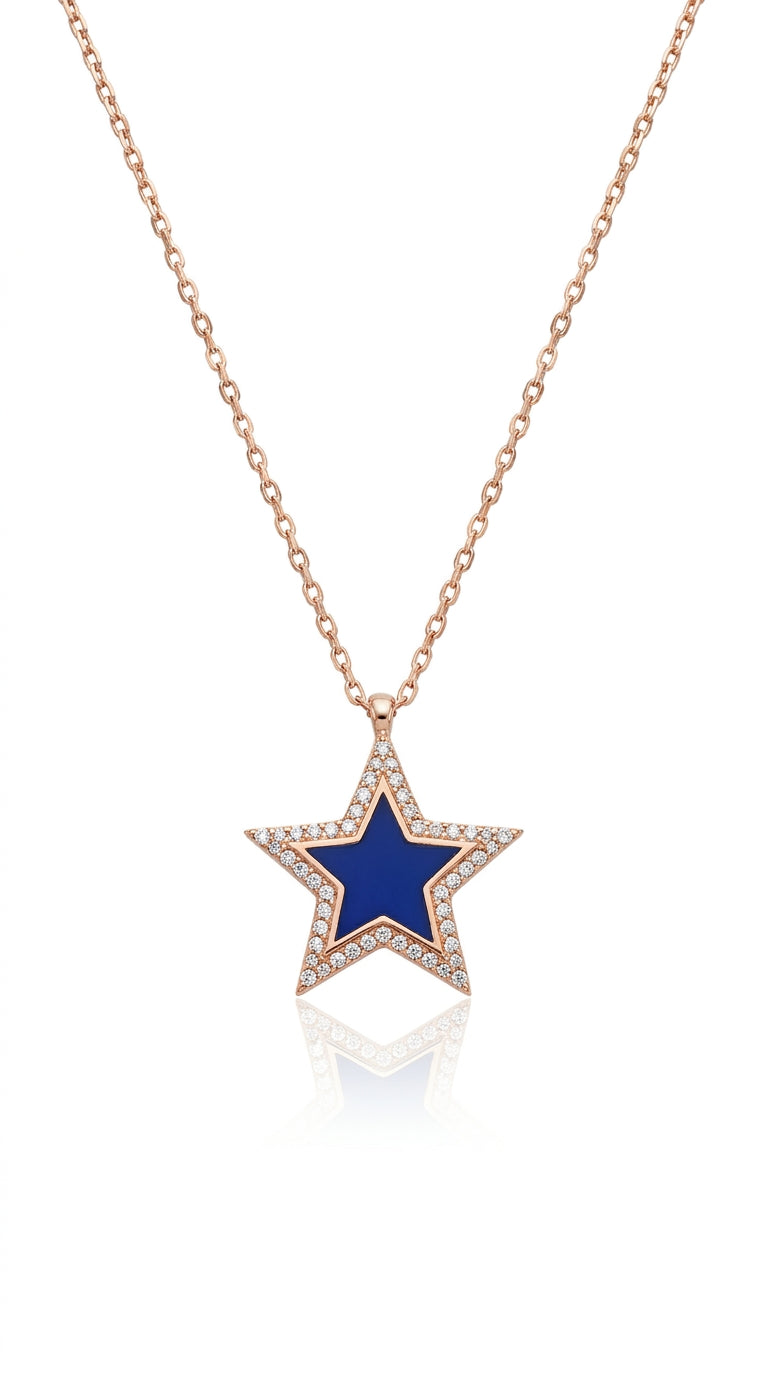 Radiant Galaxy Blue Star Necklace