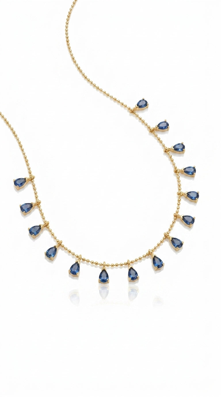 Azure Raindrop Charm Necklace