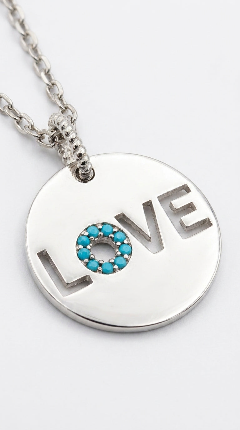 Radiant Azure Love Disk Necklace