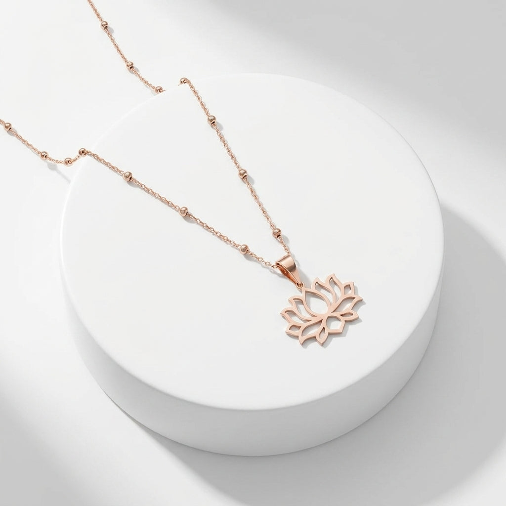Golden Lotus Pendant Necklace