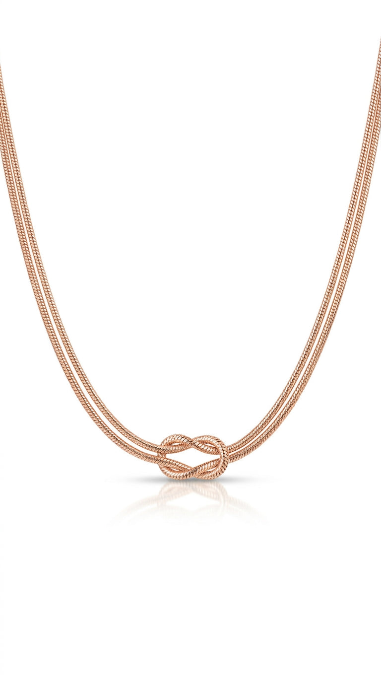 Modern Unity Knot Silver Necklace
