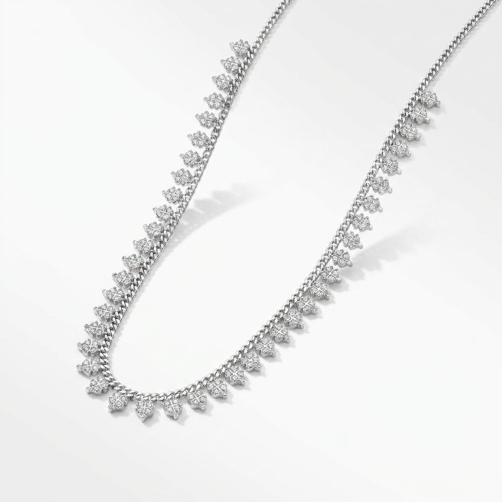 Crystal Clover Fringe Necklace