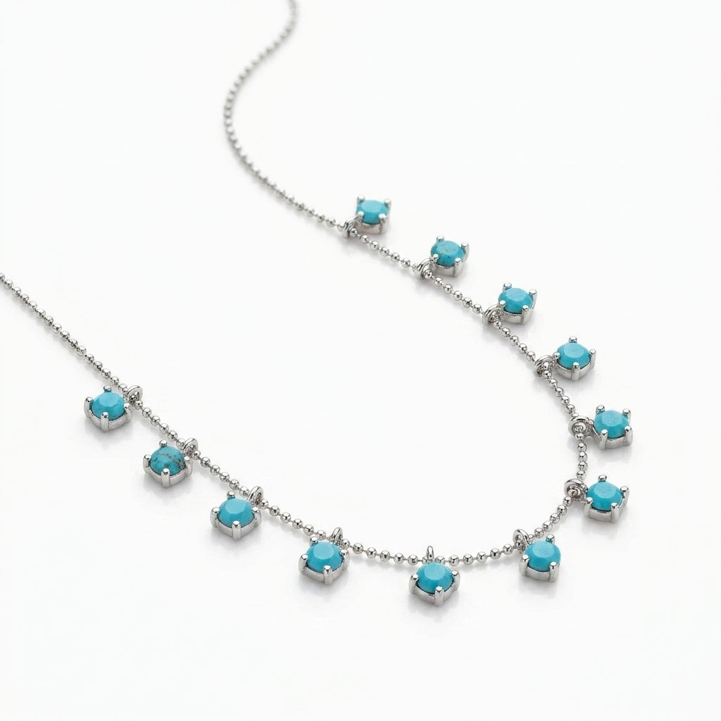 Turquoise Bead Drop Necklace