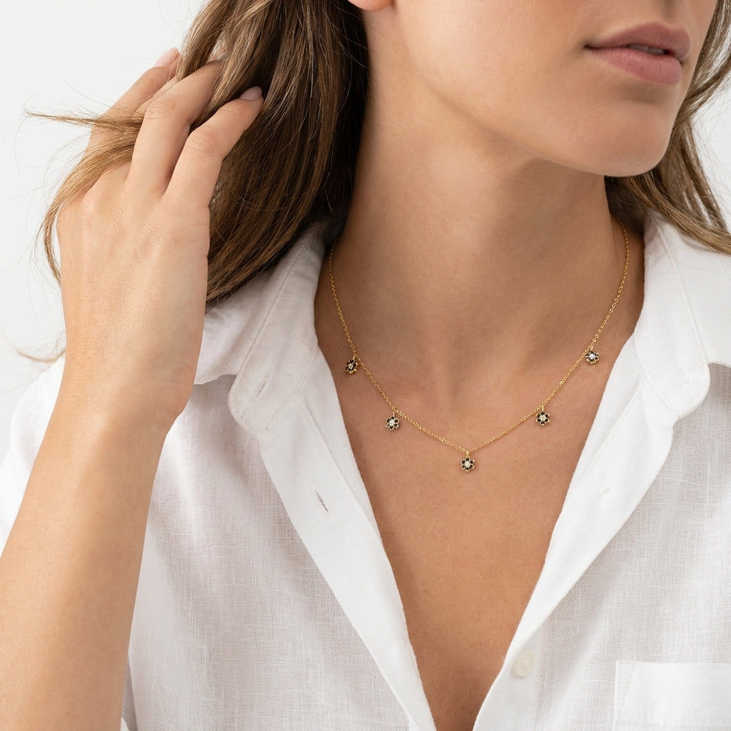 Celestial Black Flora Necklace