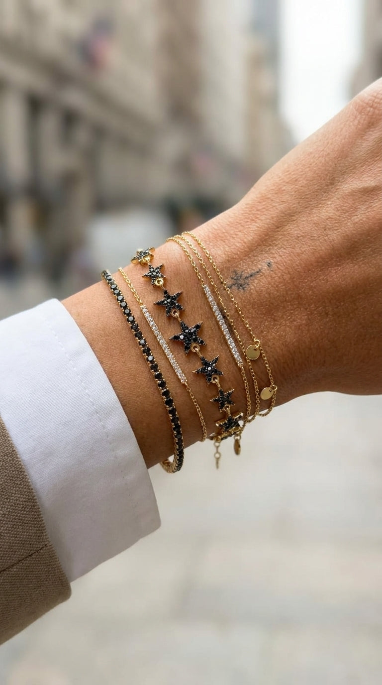 Stellar Onyx Pavé Star Bracelet