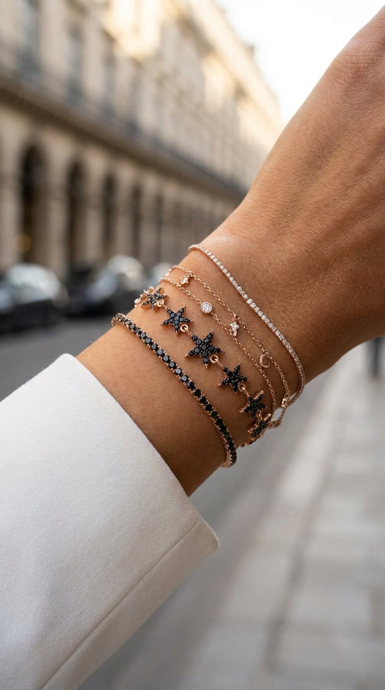 Stellar Onyx Pavé Star Bracelet