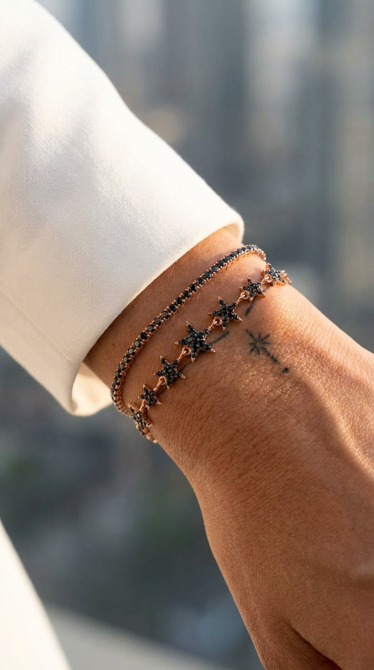 Stellar Onyx Pavé Star Bracelet